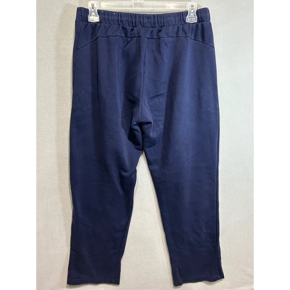 Puma Sweatpants Mens XL Navy Blue Fleece Zipper Pockets Drawstring Activewear